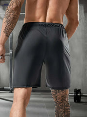 Men's Ice Silky Fiber Sports Shorts - Breathable, Zipper Pockets, Elastic