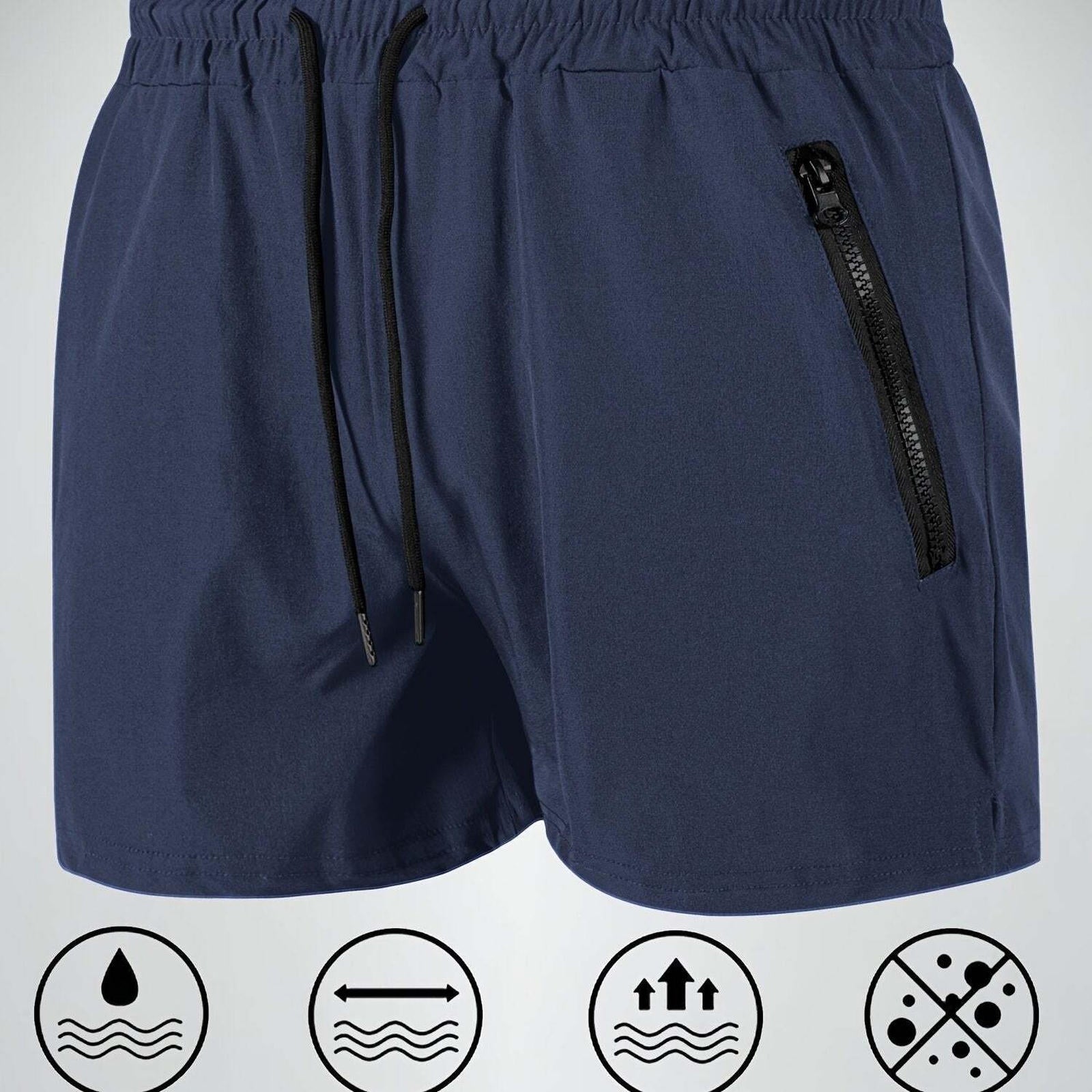 Men's Maroon Quick-Dry Swim Trunks - Casual Beach Shorts with Pockets