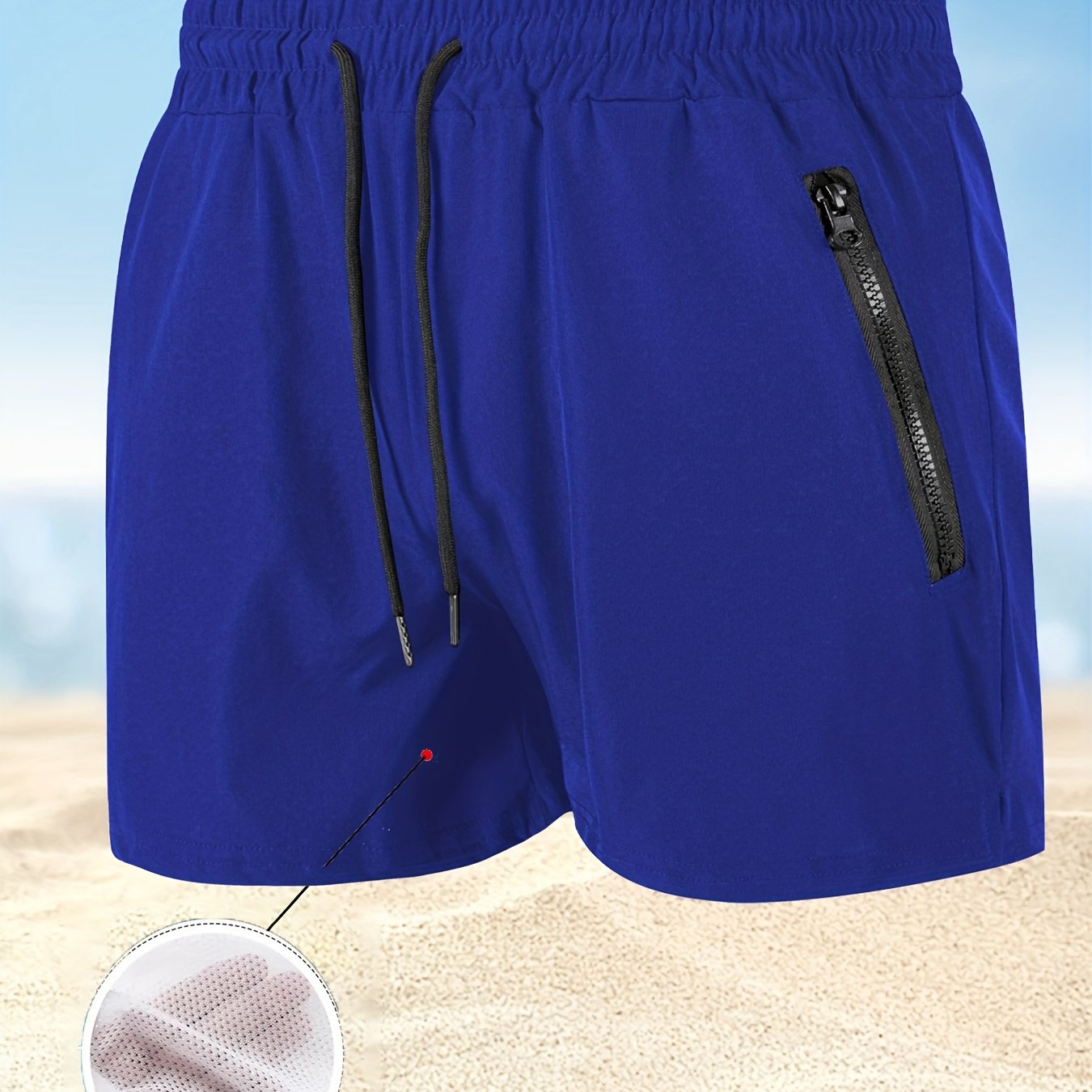 Men's Maroon Quick-Dry Swim Trunks - Casual Beach Shorts with Pockets