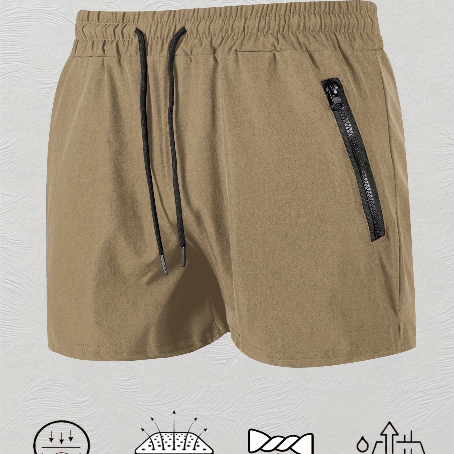 Men's Maroon Quick-Dry Swim Trunks - Casual Beach Shorts with Pockets