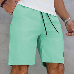Men's Mint Green Athletic Shorts - Quick-Dry, Drawstring Pockets
