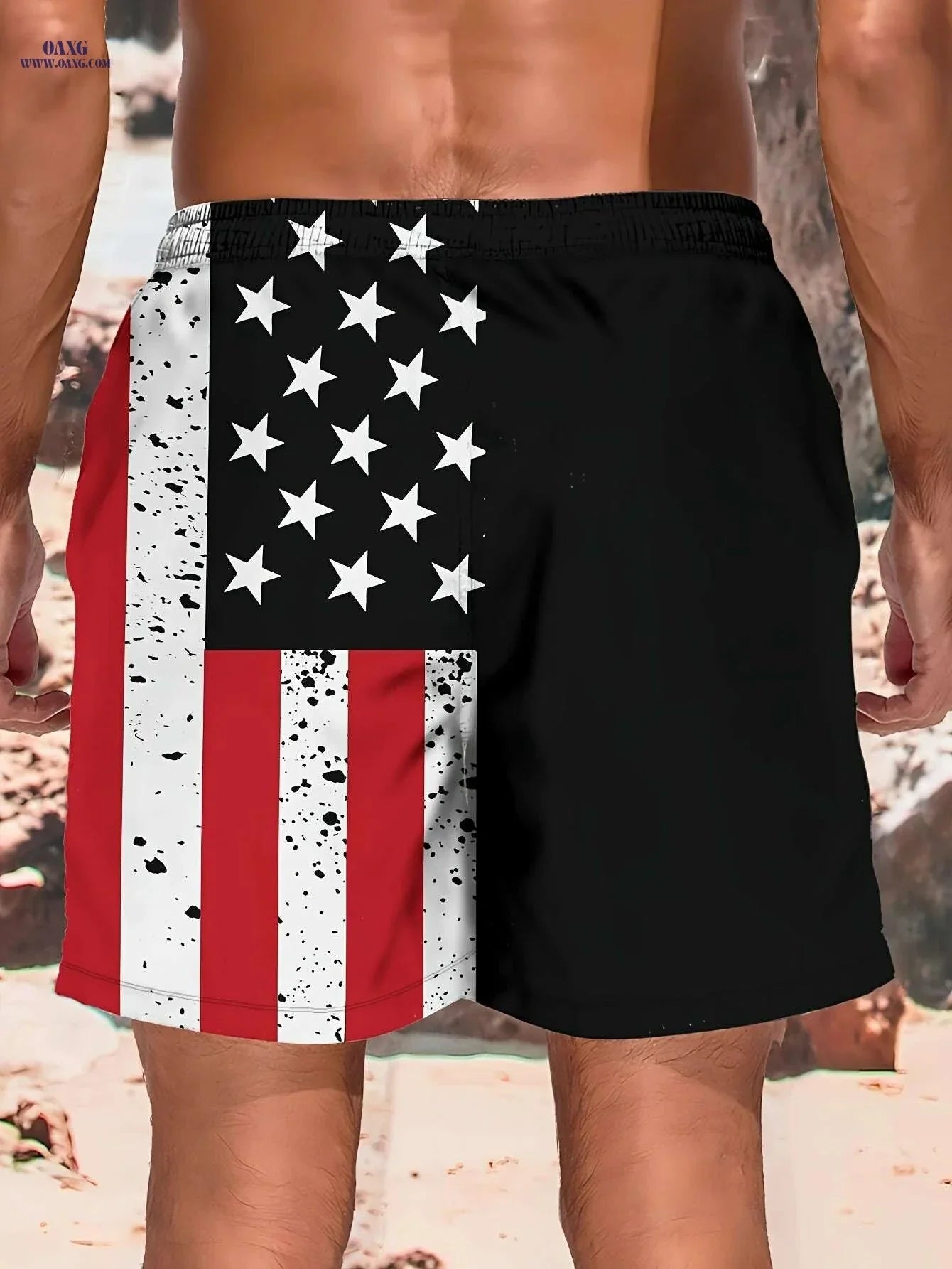 Men's Patriotic American Flag Shorts - High-Stretch Casual Wear