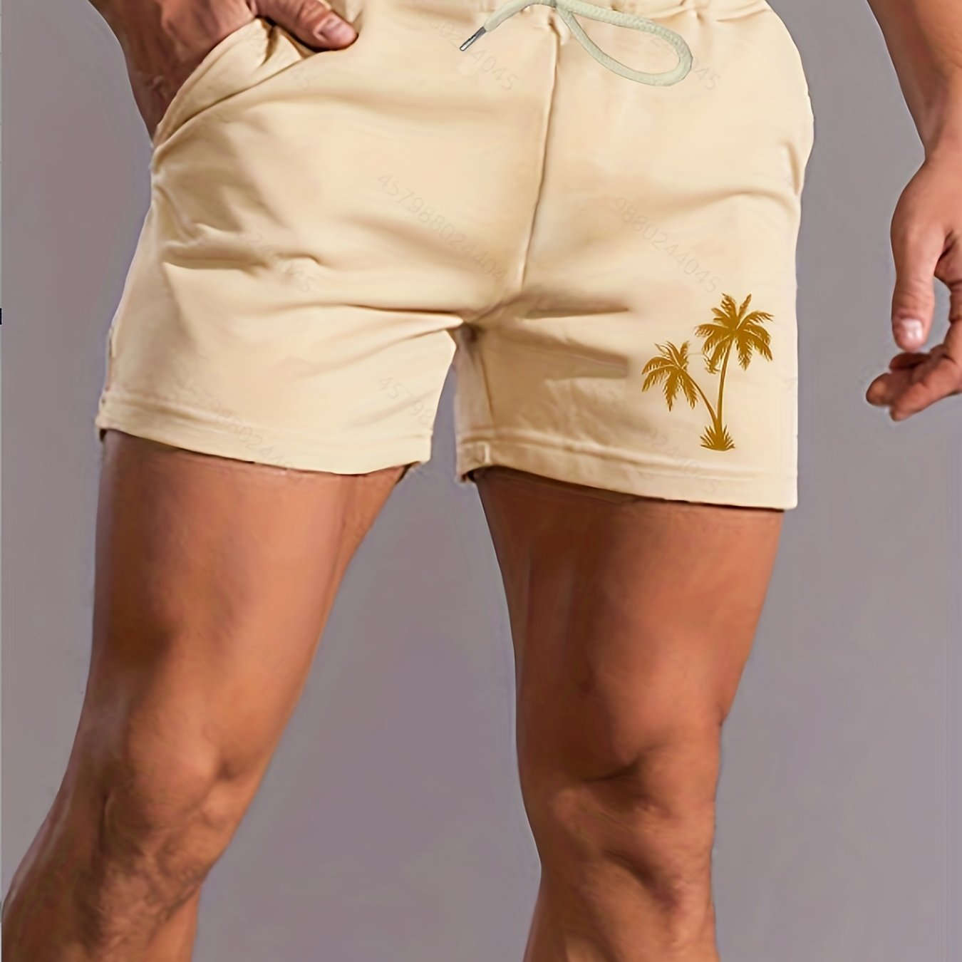 Men's Pink Palm Tree Print Shorts - Casual Summer Style with Pockets