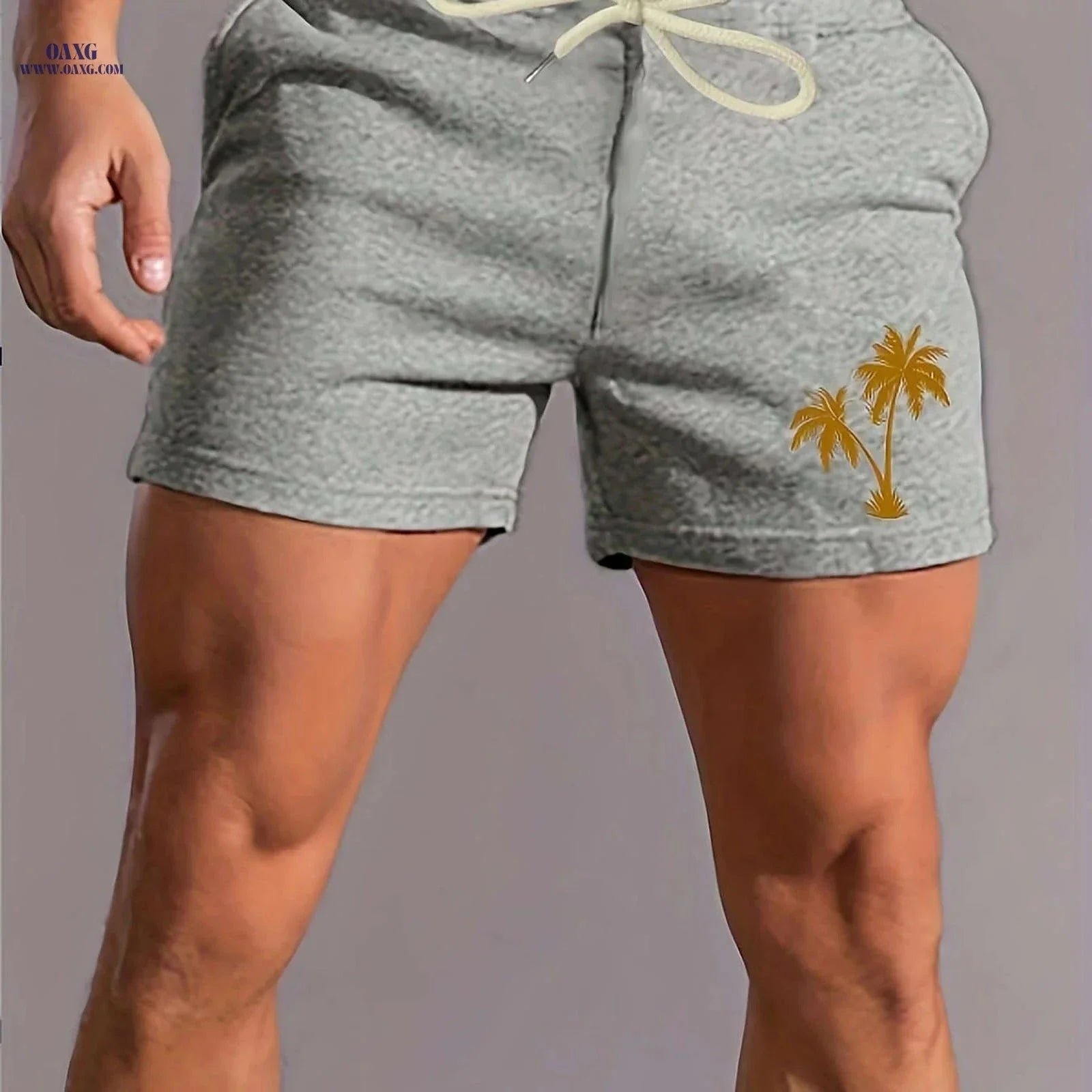 Men's Pink Palm Tree Print Shorts - Casual Summer Style with Pockets