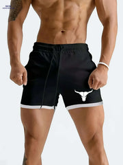 Men's Quick-Dry Athletic Shorts - Breathable Mesh & Geometric Design