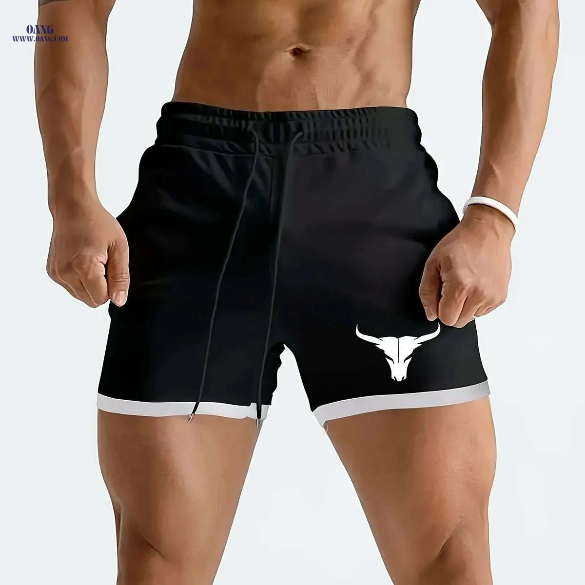 Men's Quick-Dry Athletic Shorts - Breathable Mesh & Geometric Design