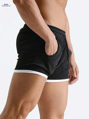 Men's Quick-Dry Athletic Shorts - Breathable Mesh & Geometric Design