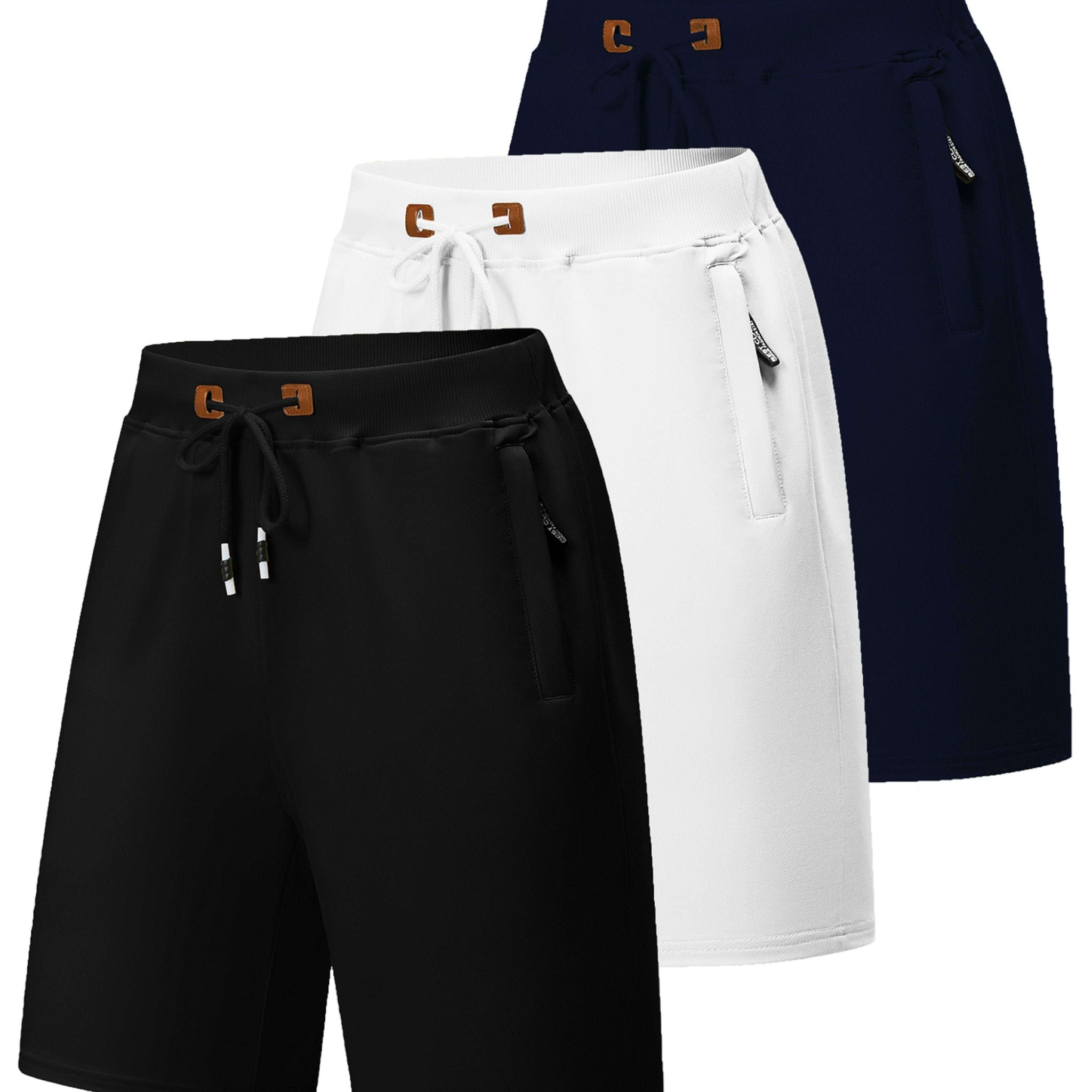 Men's Quick-Dry Casual Board Shorts - Adjustable Waist & Zipper Pockets