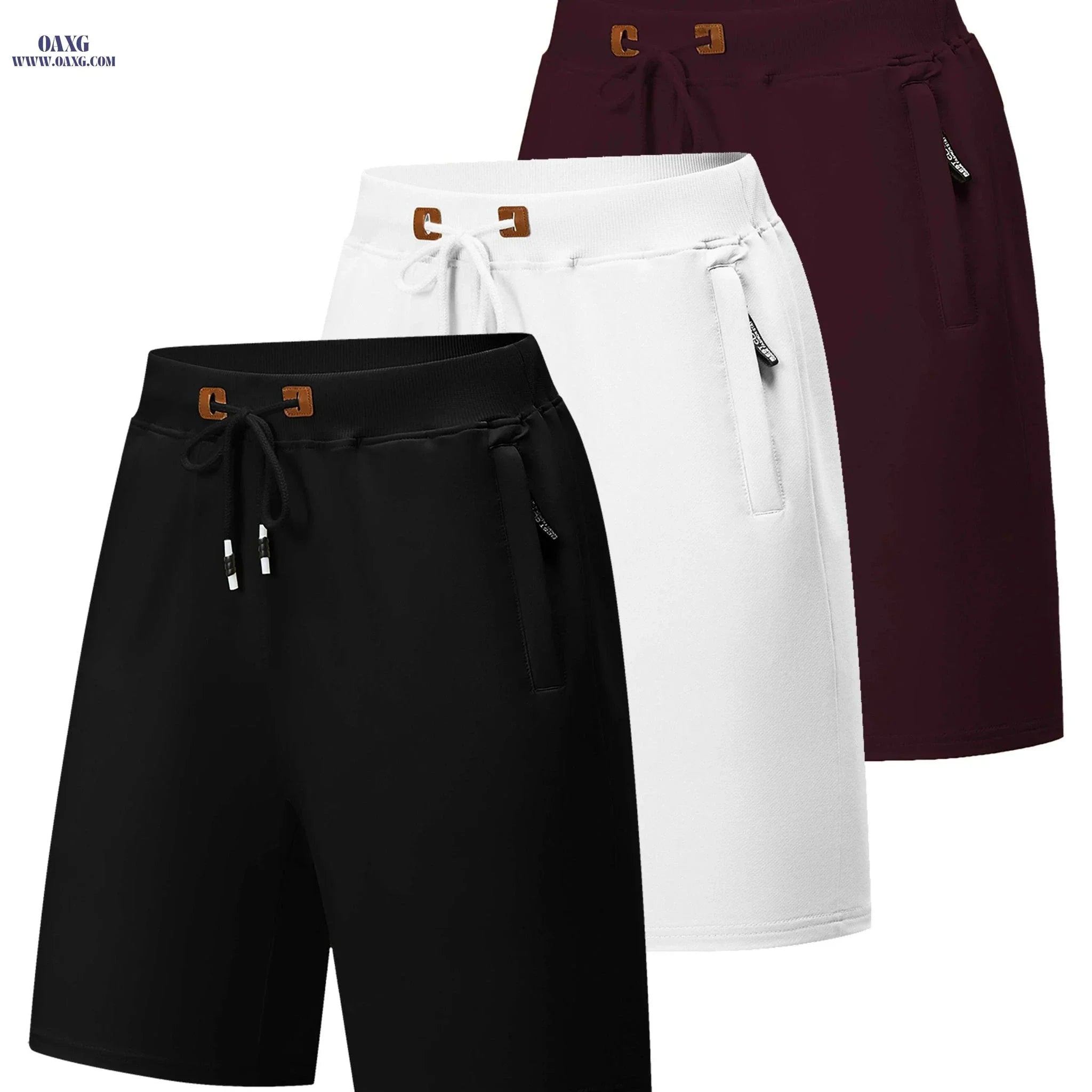 Men's Quick-Dry Casual Board Shorts - Adjustable Waist & Zipper Pockets