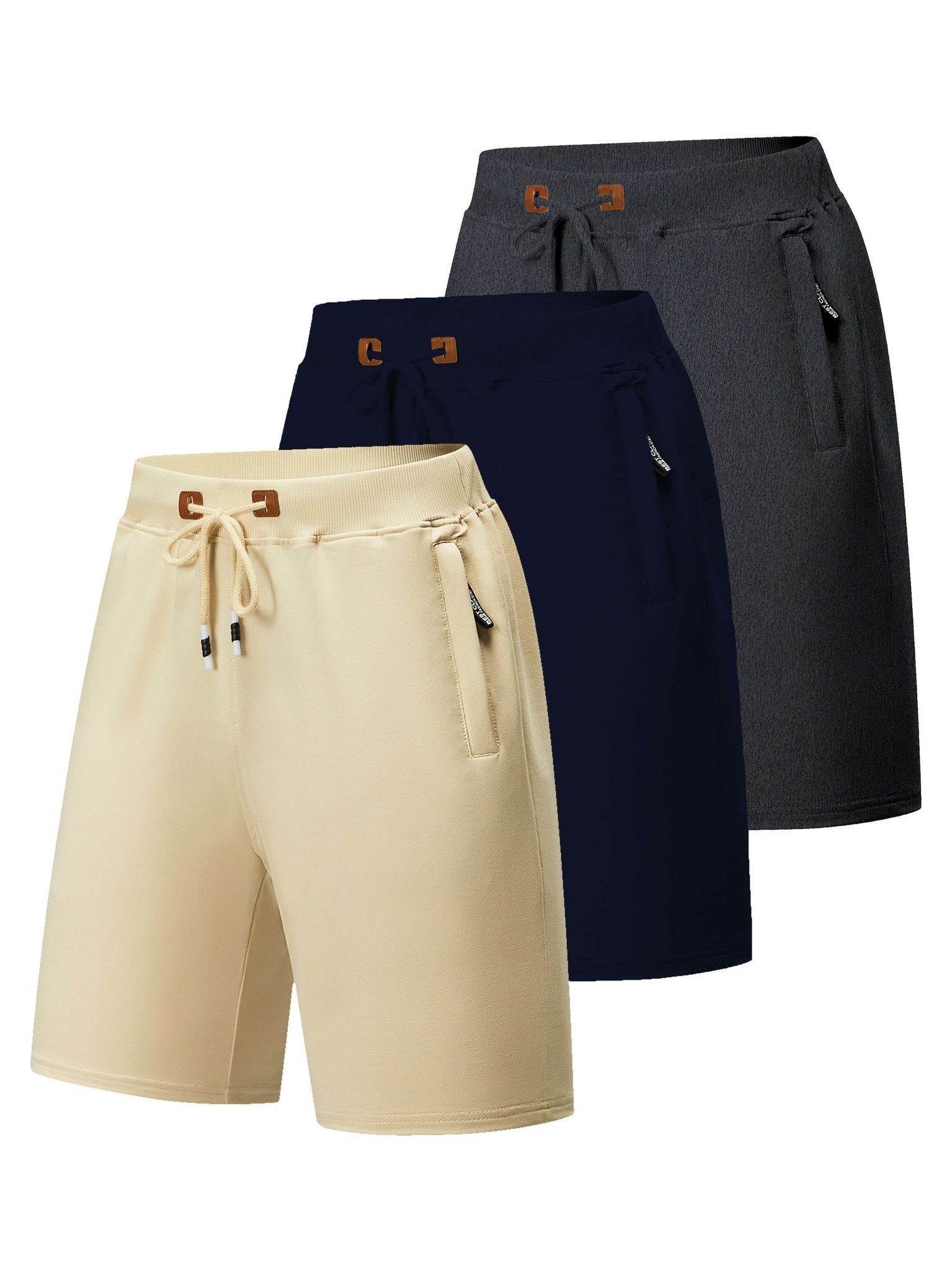 Men's Quick-Dry Casual Board Shorts - Adjustable Waist & Zipper Pockets