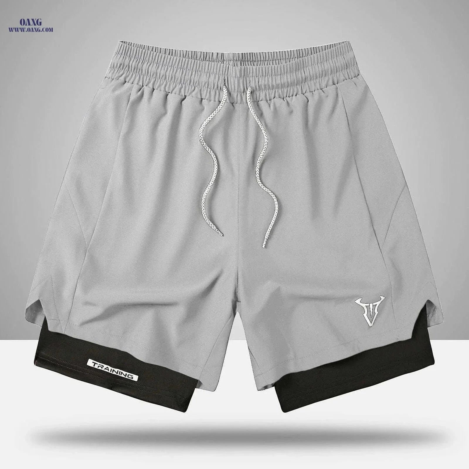 Men's Sports Shorts - Regular Fit, Geometric Pattern, Stretch Fabric