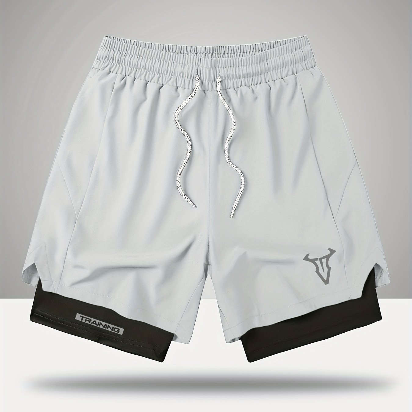 Men's Sports Shorts - Regular Fit, Geometric Pattern, Stretch Fabric