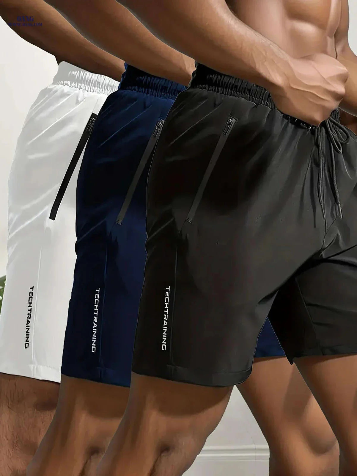 Men's Sports Shorts Set - Breathable Quick-Dry Fabric & Pockets