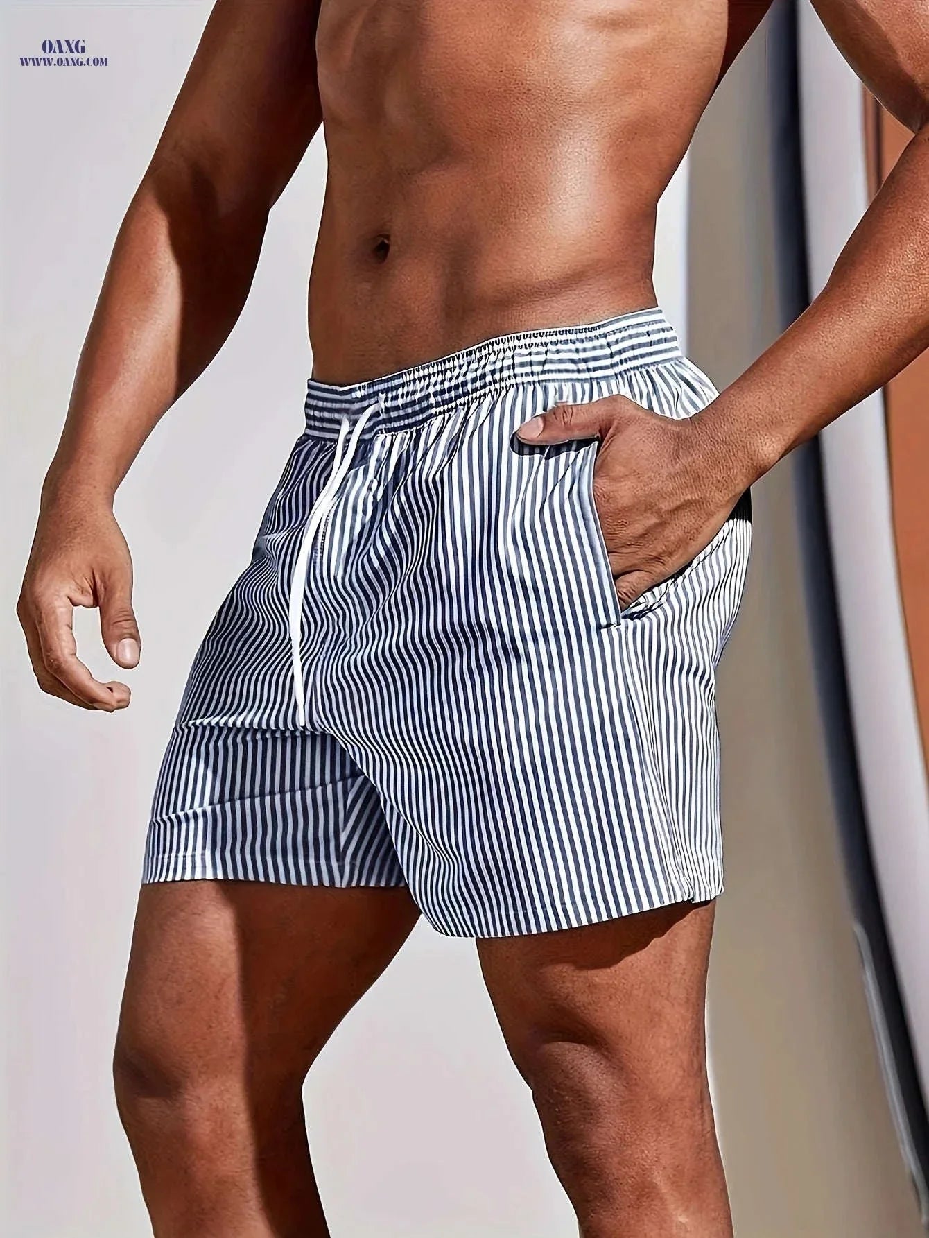 Men's Striped Lightweight Sports Shorts - Casual & Comfortable Fit