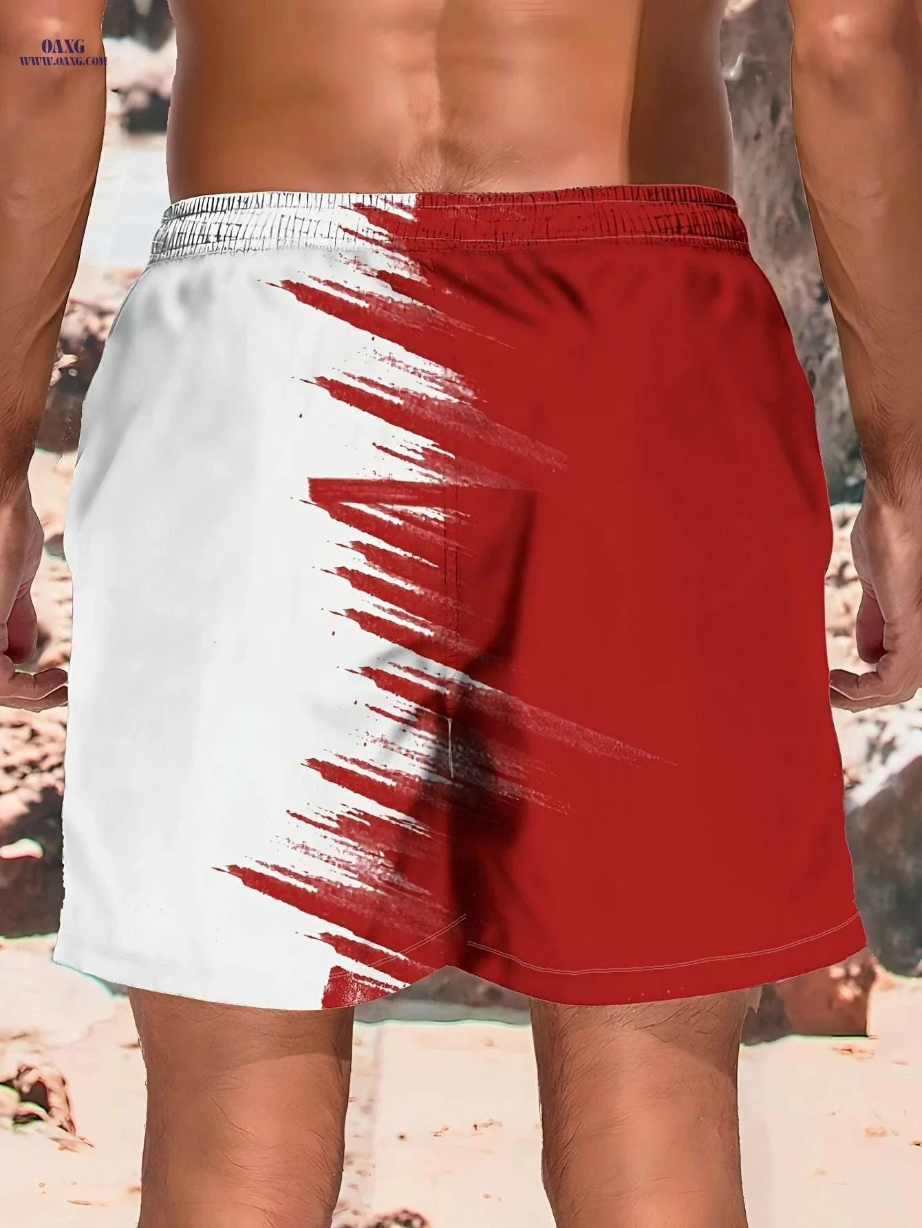 Men's Summer Beach Shorts - Light Quick-Dry, Black & White Print