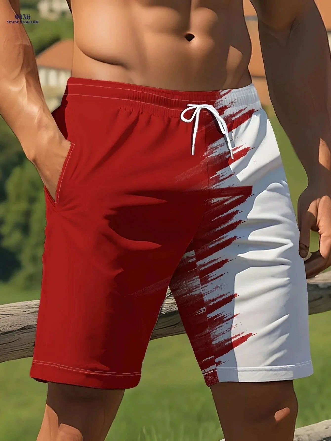 Men's Summer Beach Shorts - Light Quick-Dry, Black & White Print