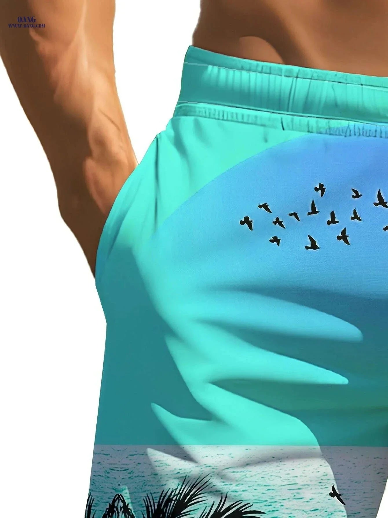 Men's Summer Beach Shorts - Vibrant Palm Tree Print, Lightweight & Casual