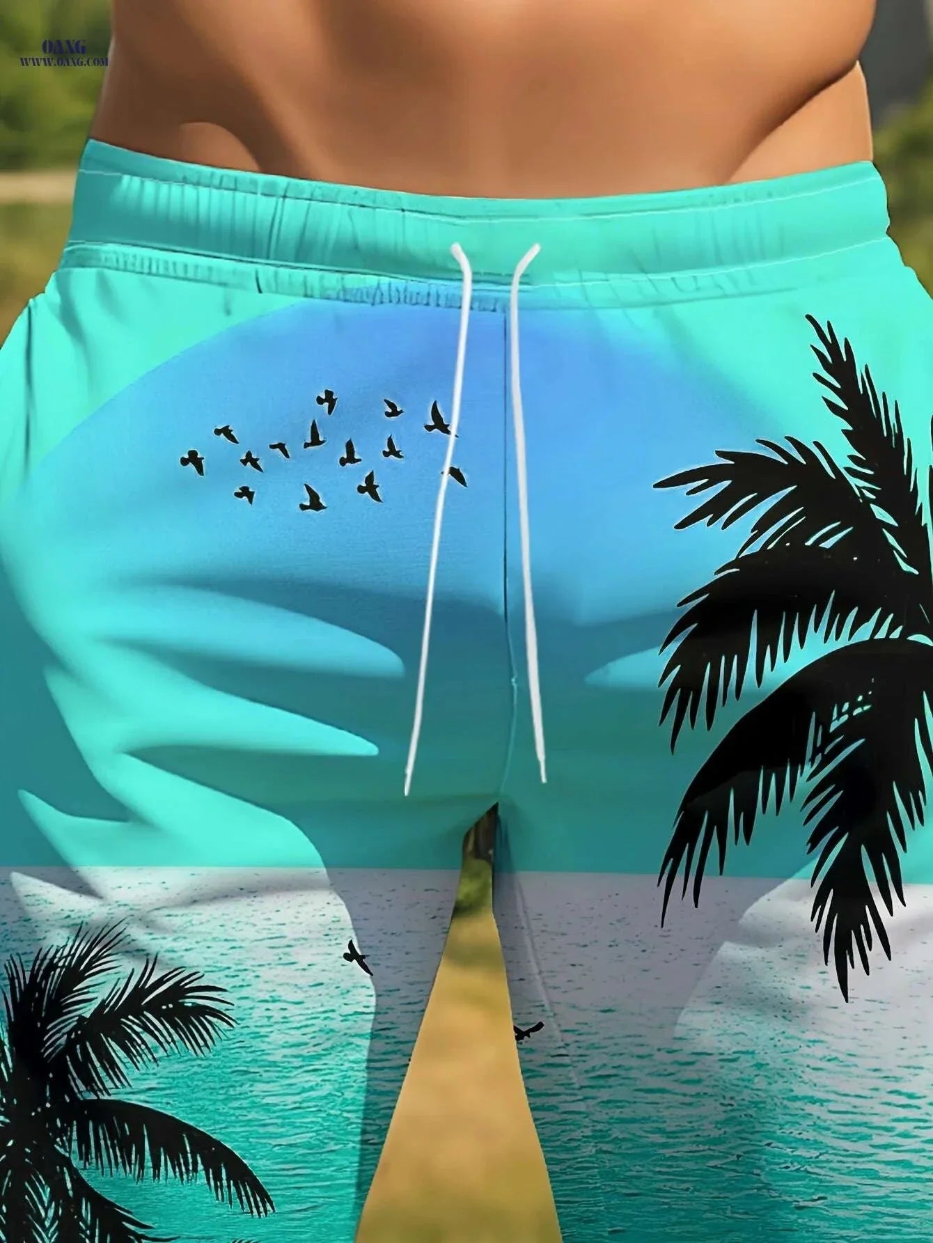 Men's Summer Beach Shorts - Vibrant Palm Tree Print, Lightweight & Casual