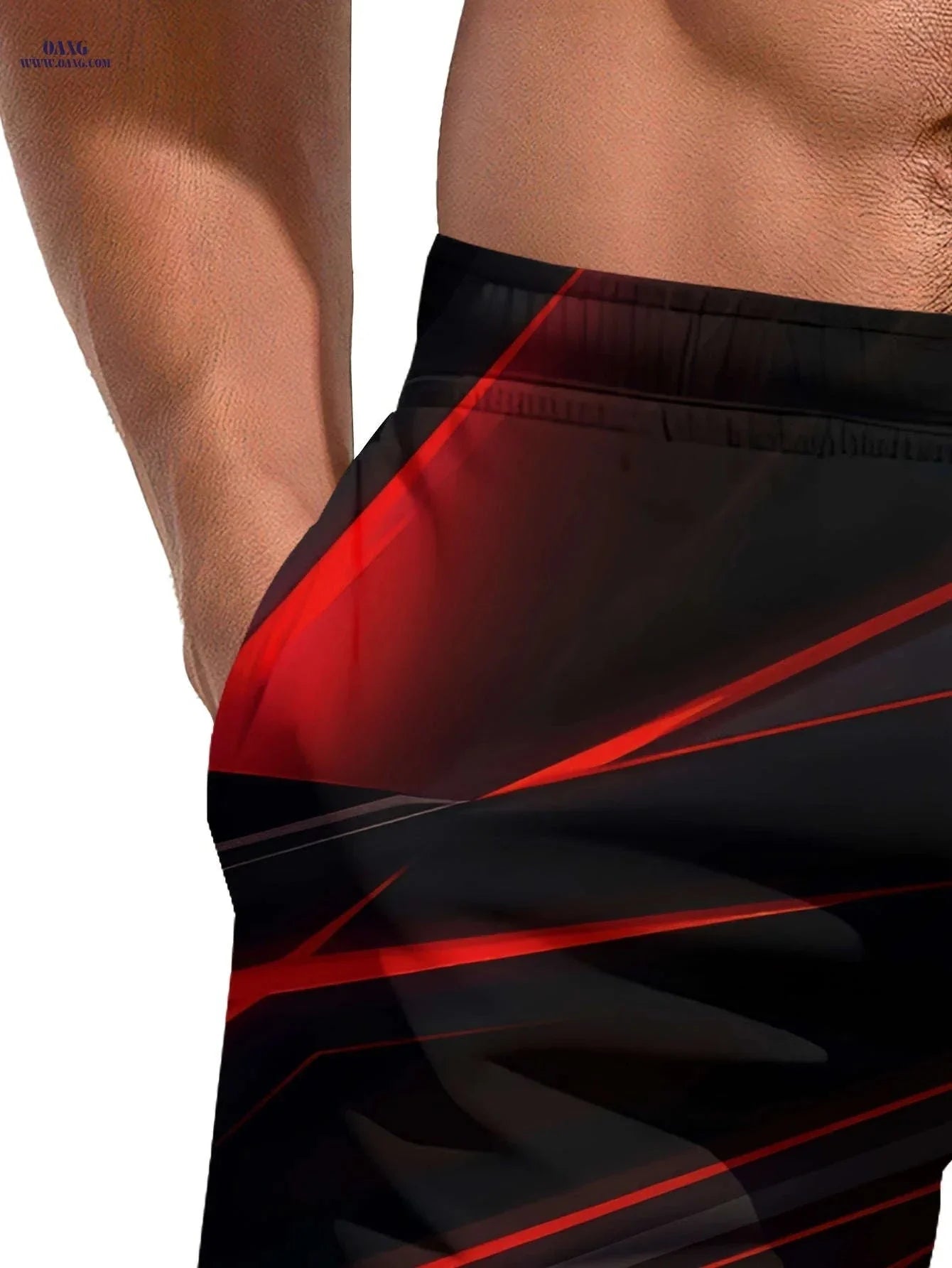 Men's Summer Breathable Shorts - Casual Drawstring, Geometric Print