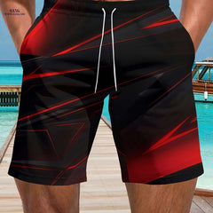 Men's Summer Breathable Shorts - Casual Drawstring, Geometric Print