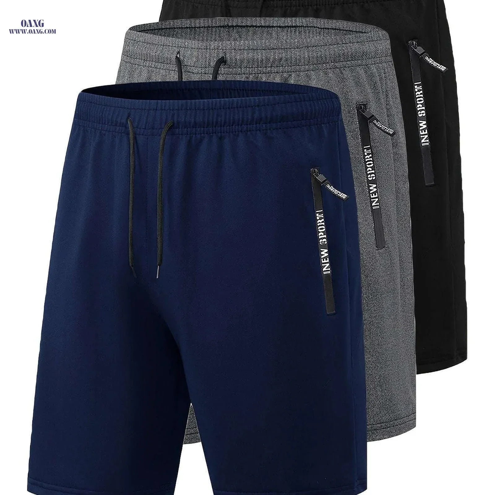 Men's Summer Casual Track Shorts - Elastic Waist, Zipper Pockets