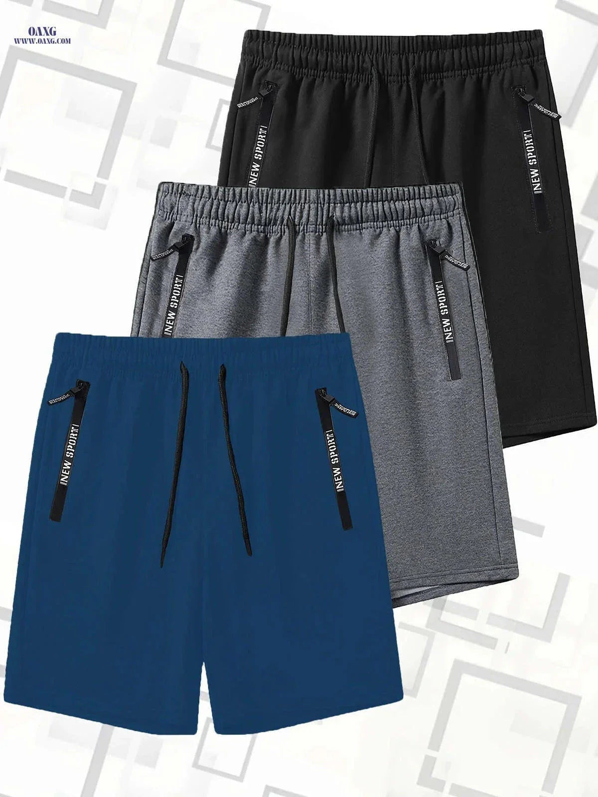 Men's Summer Casual Track Shorts - Elastic Waist, Zipper Pockets