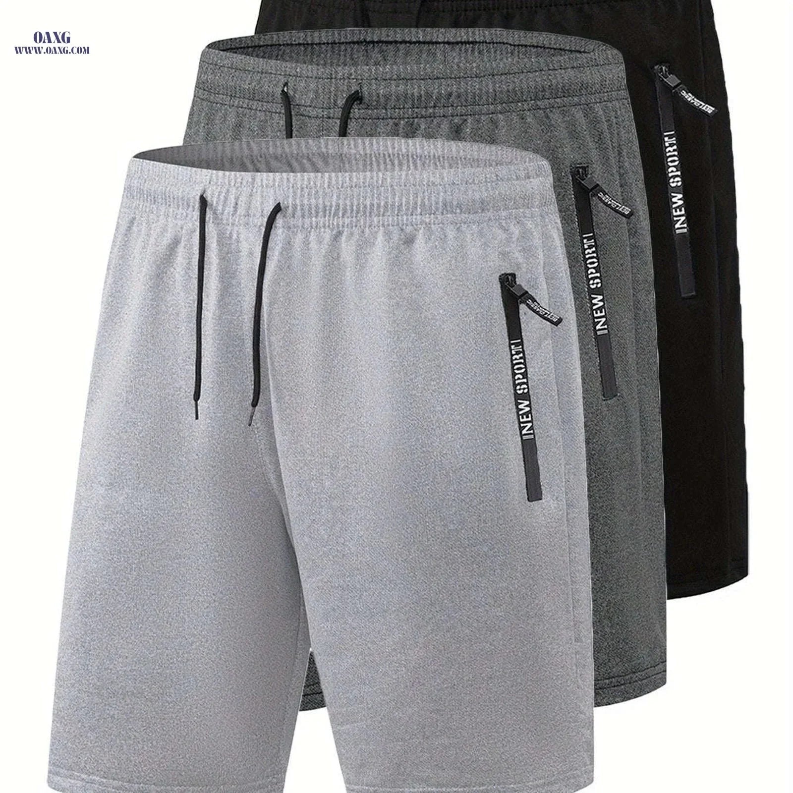 Men's Summer Casual Track Shorts - Elastic Waist, Zipper Pockets