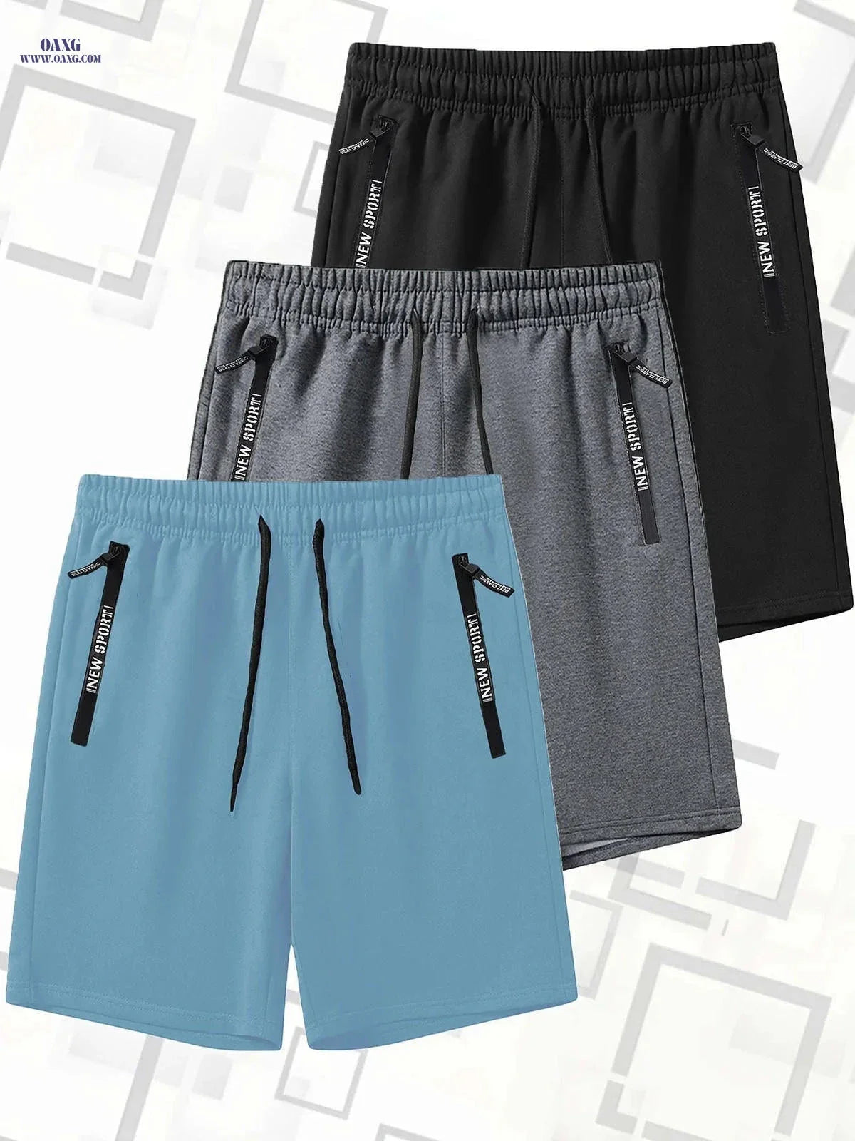 Men's Summer Casual Track Shorts - Elastic Waist, Zipper Pockets