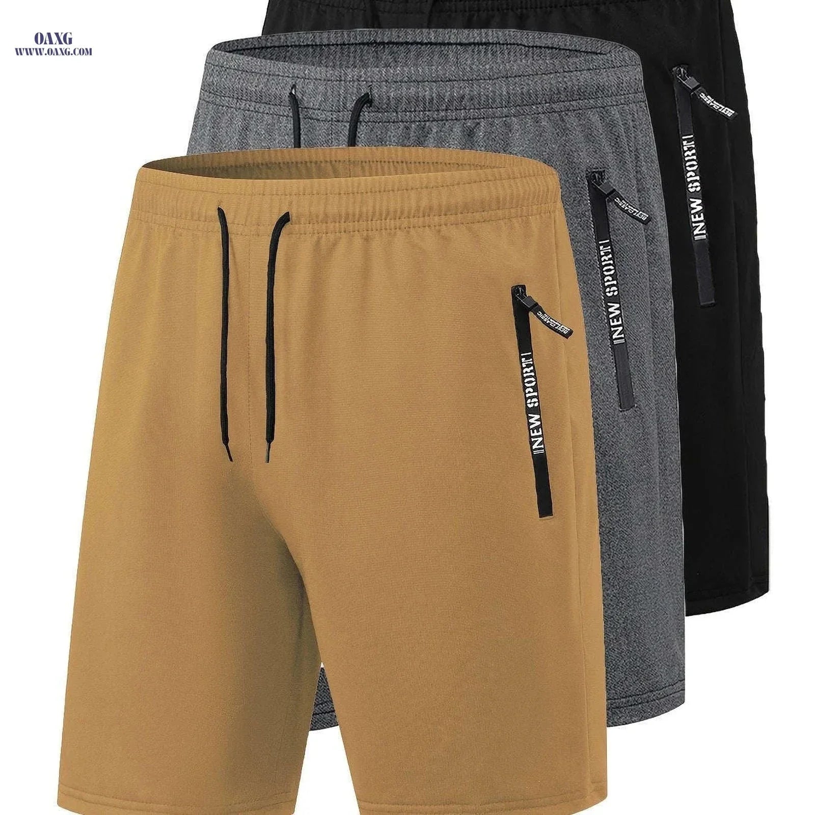 Men's Summer Casual Track Shorts - Elastic Waist, Zipper Pockets