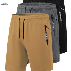 Men's Summer Casual Track Shorts - Elastic Waist, Zipper Pockets