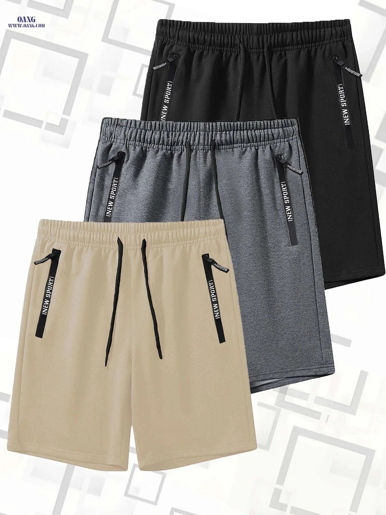 Men's Summer Casual Track Shorts - Elastic Waist, Zipper Pockets