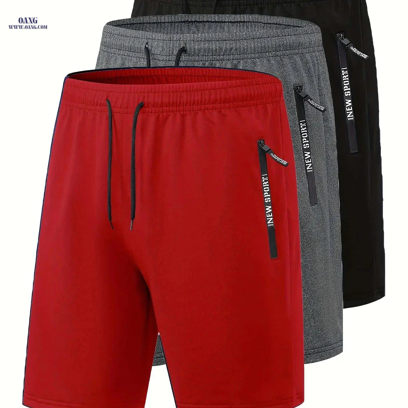 Men's Summer Casual Track Shorts - Elastic Waist, Zipper Pockets