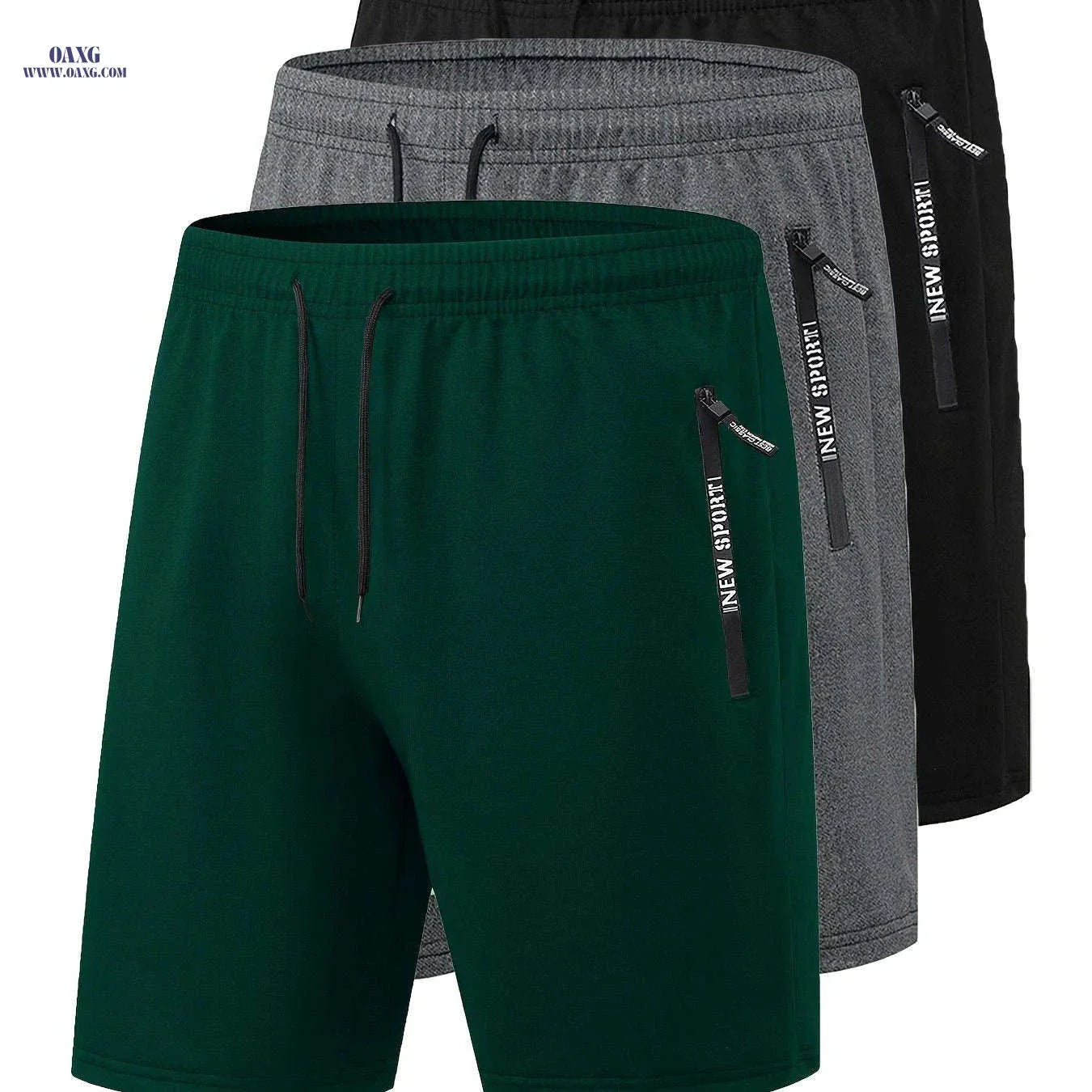 Men's Summer Casual Track Shorts - Elastic Waist, Zipper Pockets
