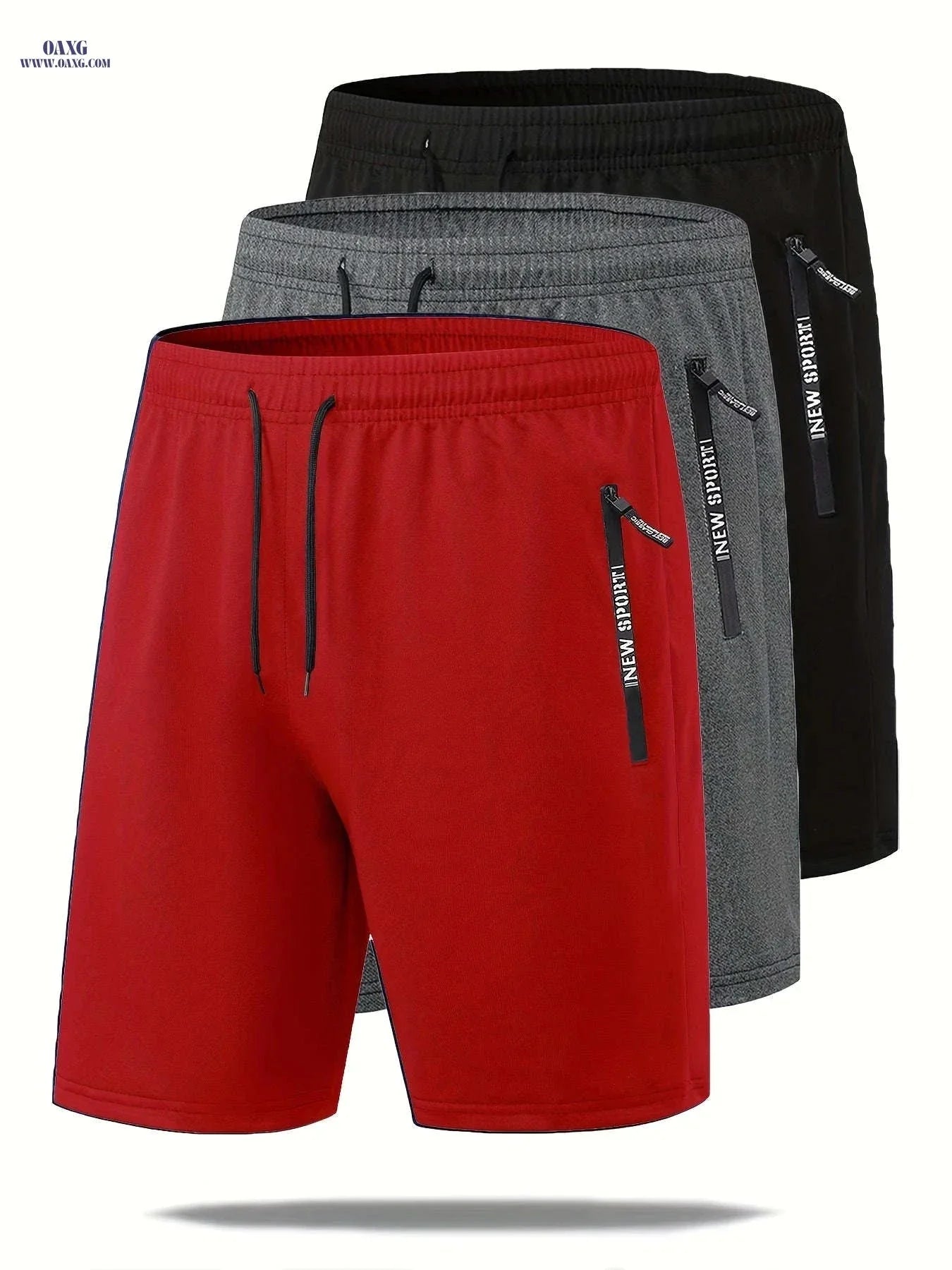 Men's Summer Casual Track Shorts - Elastic Waist, Zipper Pockets
