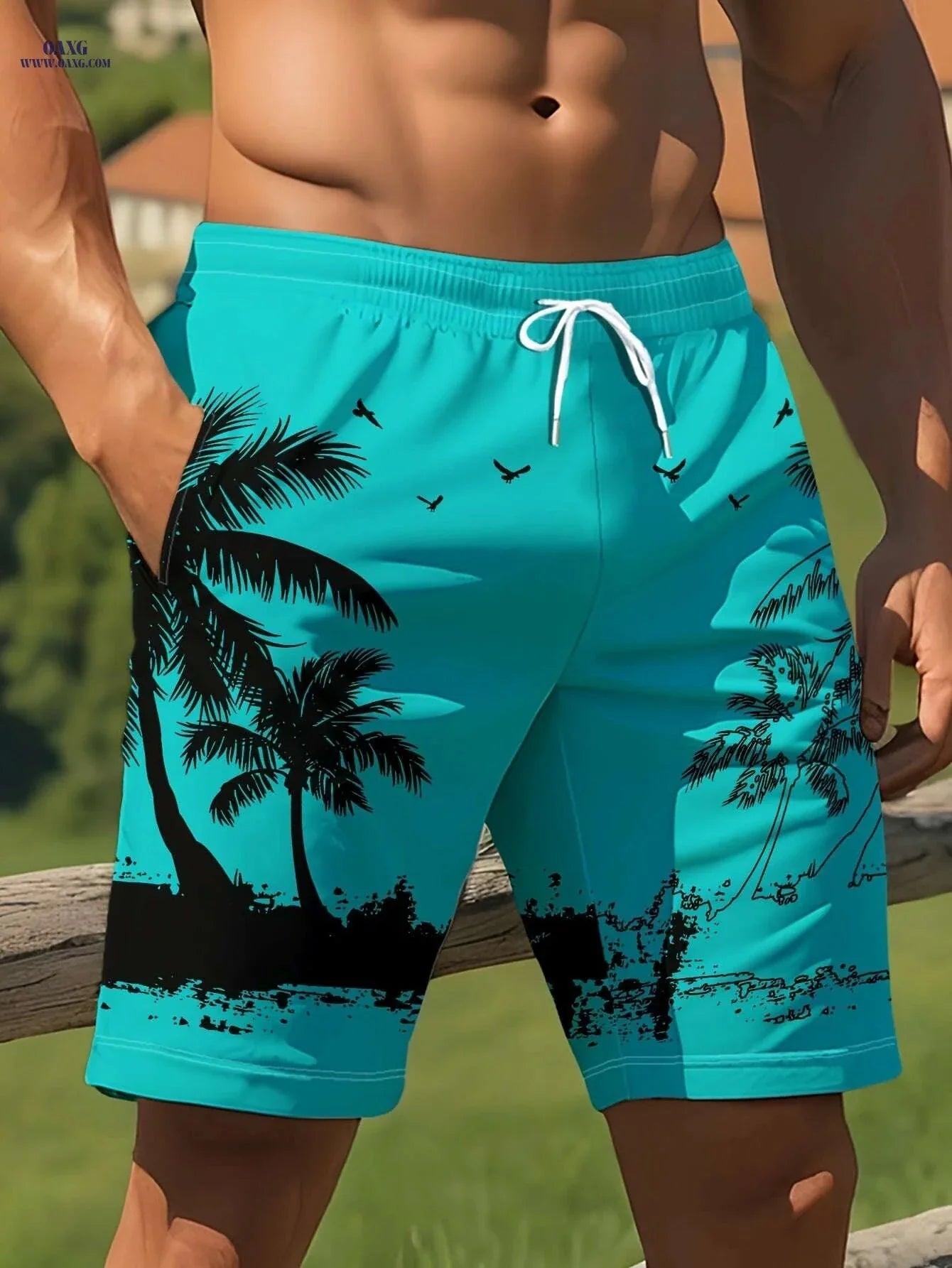 Men's Tropical Palm Beach Shorts - Quick-Dry, Lightweight & Stylish