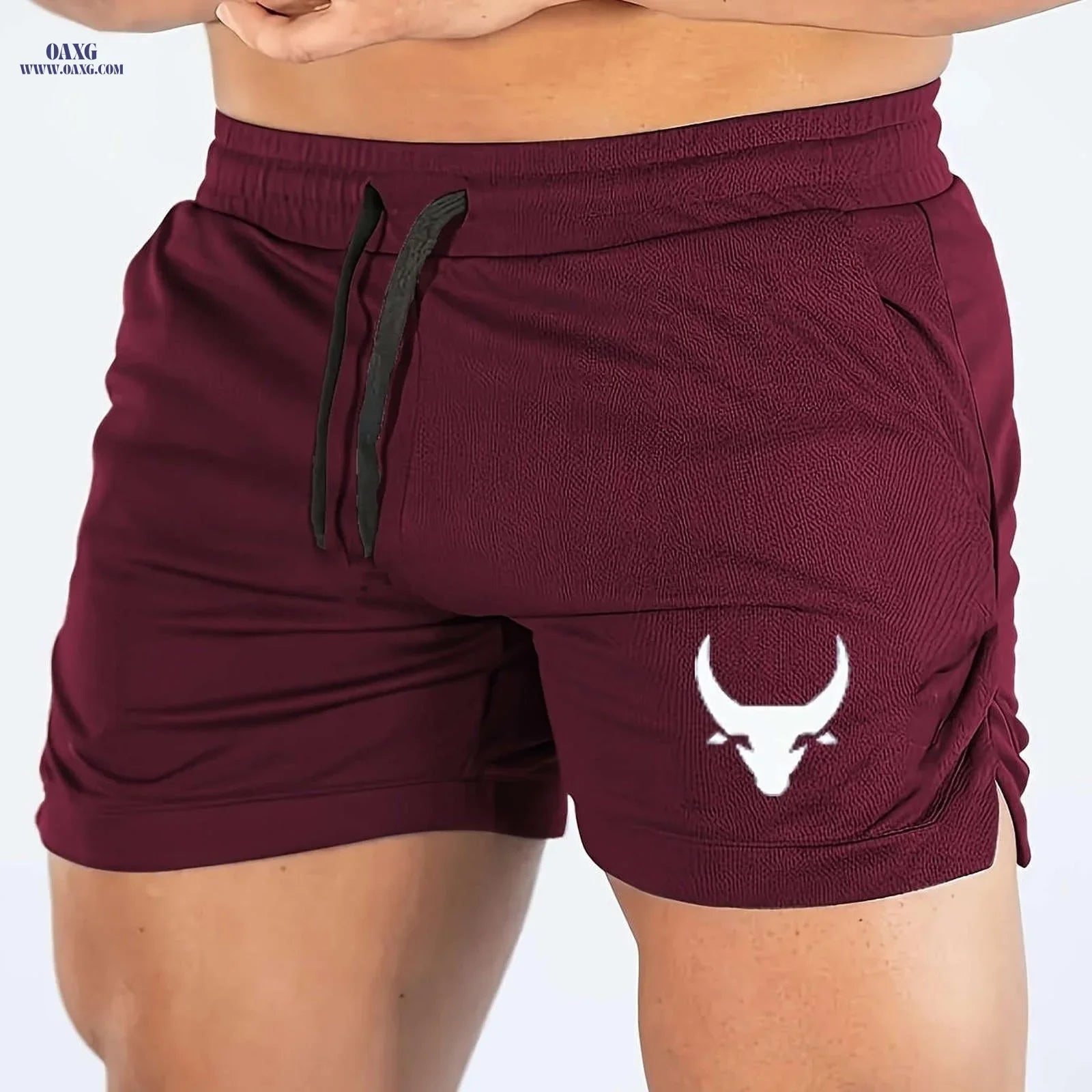 Men's Athletic Performance Gym Shorts - Breathable, Slim Fit, Maroon