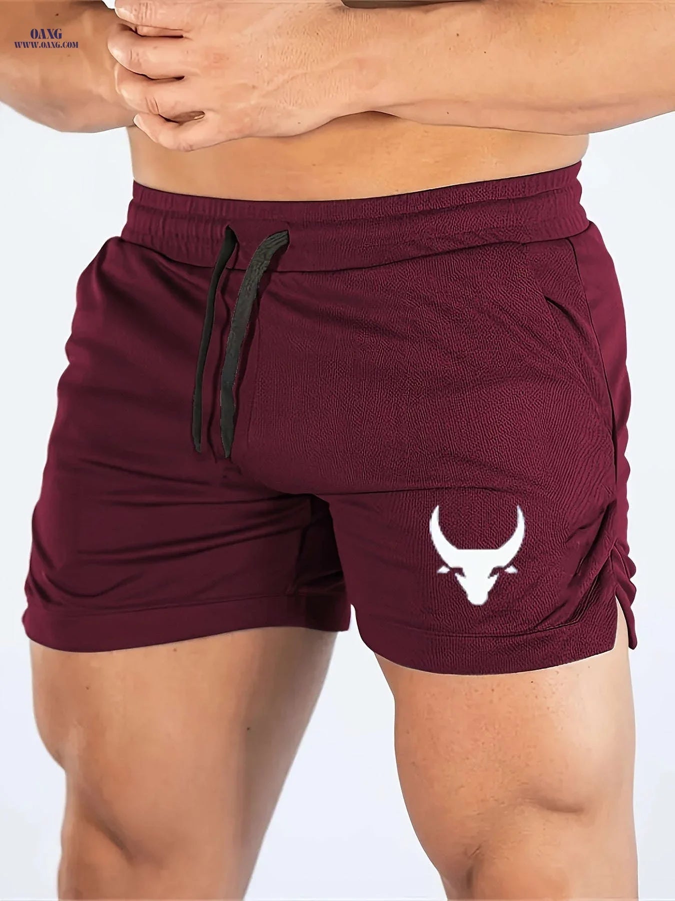 Men's Athletic Performance Gym Shorts - Breathable, Slim Fit, Maroon
