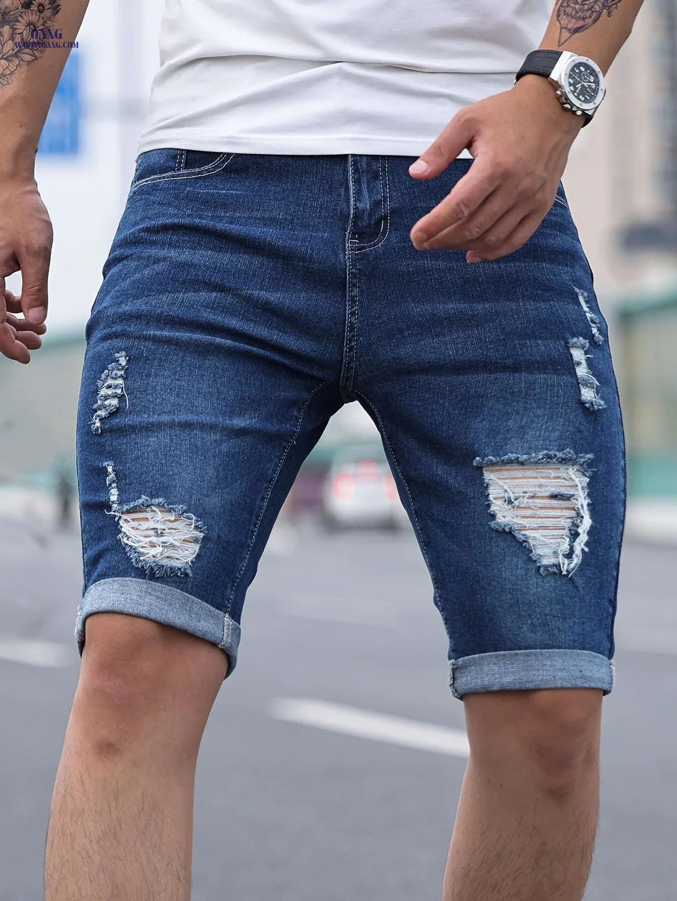 Men's Denim Bermuda Shorts - Casual Fit, Medium Stretch Style