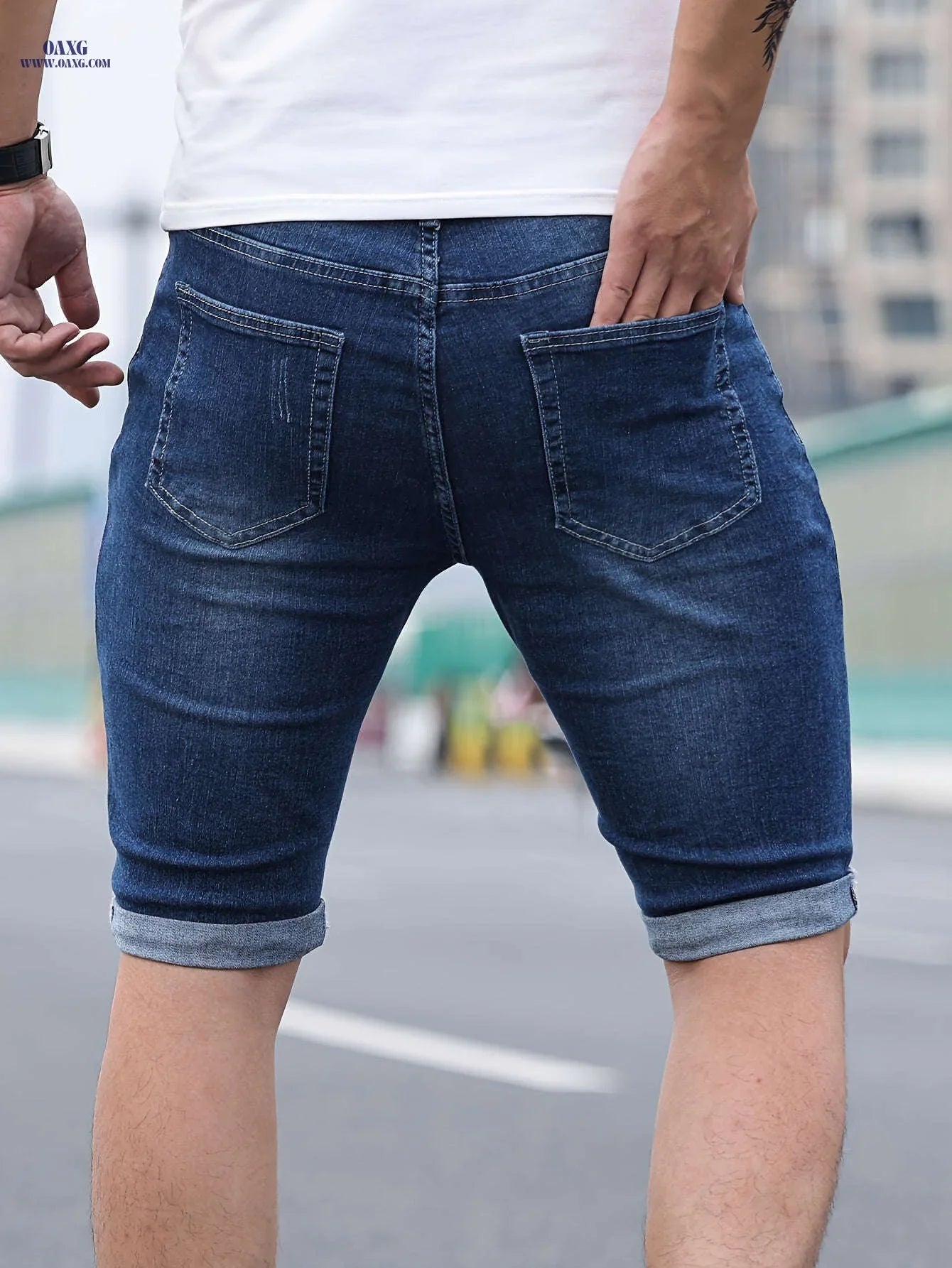 Men's Denim Bermuda Shorts - Casual Fit, Medium Stretch Style
