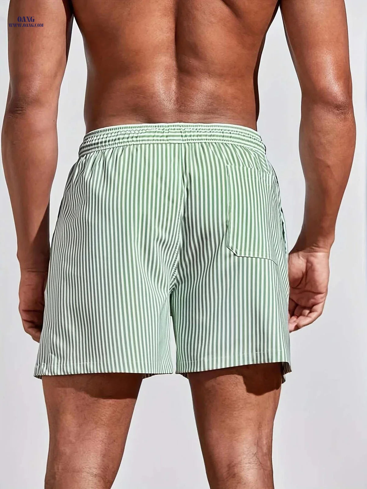 Men's Lightweight Striped Shorts - Casual Sportswear, Woven Fabric