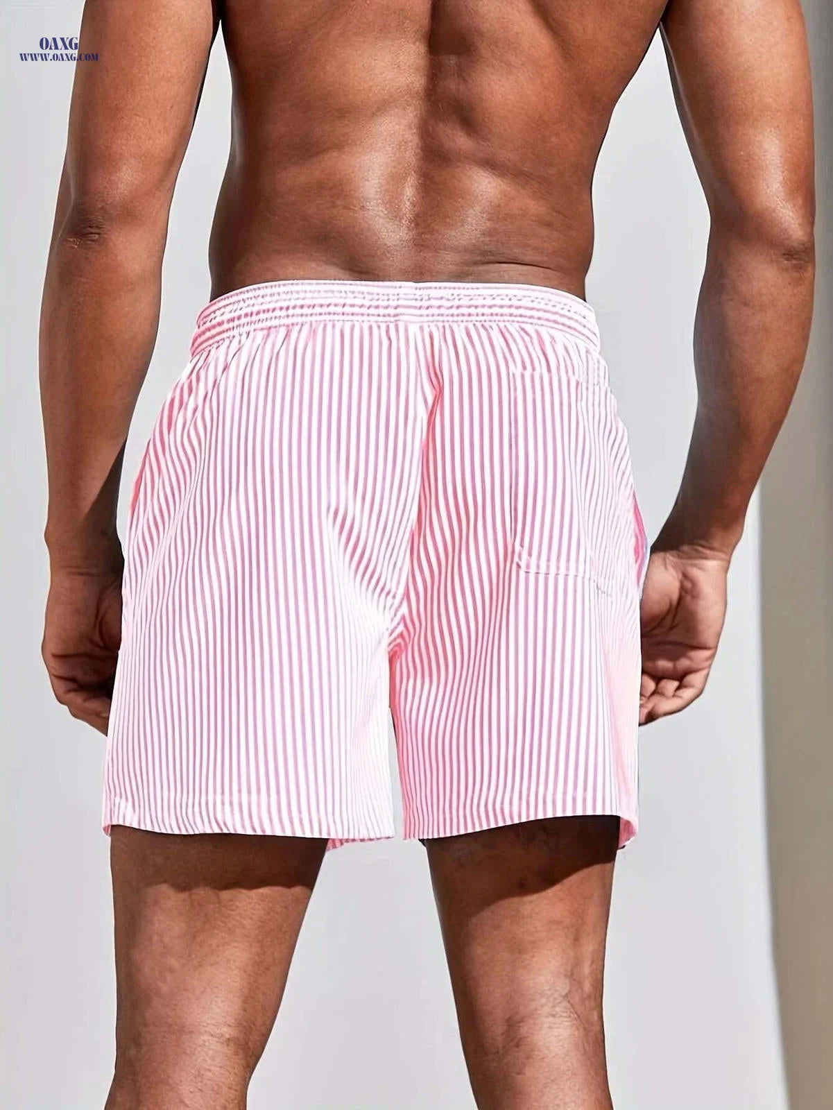 Men's Lightweight Striped Shorts - Casual Sportswear, Woven Fabric