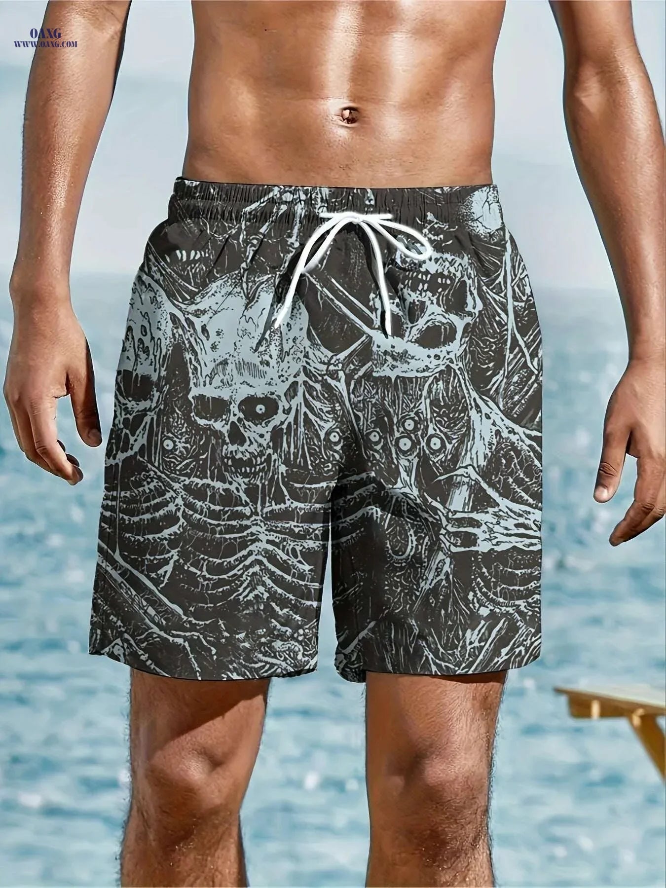 Men's Skeleton Pattern Sports Shorts - Stylish & Functional Fitness Wear