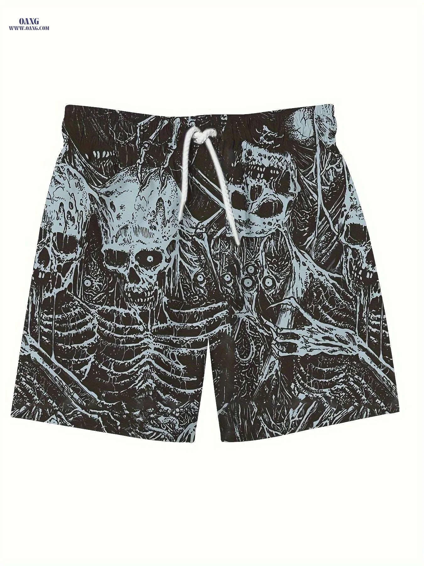 Men's Skeleton Pattern Sports Shorts - Stylish & Functional Fitness Wear