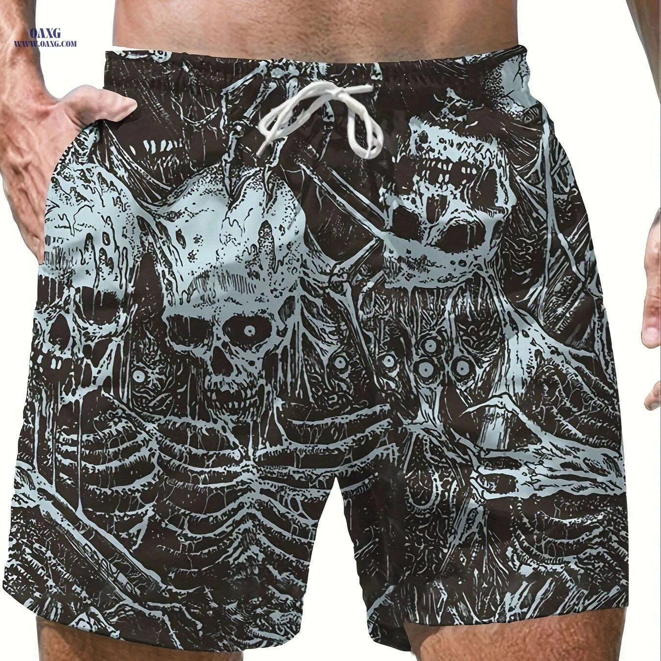 Men's Skeleton Pattern Sports Shorts - Stylish & Functional Fitness Wear