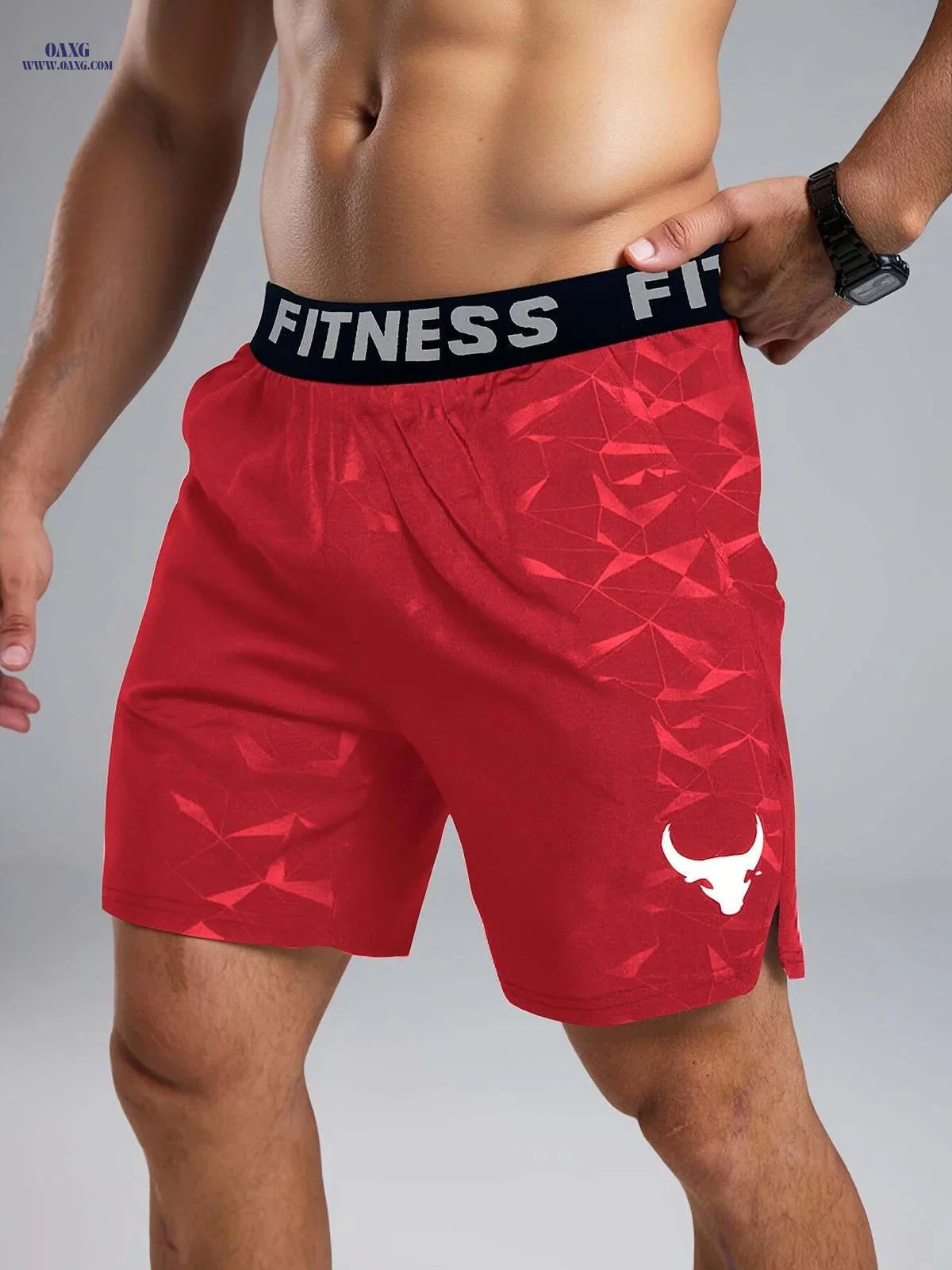 Men's Summer Casual Shorts - "Bull" Print with Pocket, Regular Fit