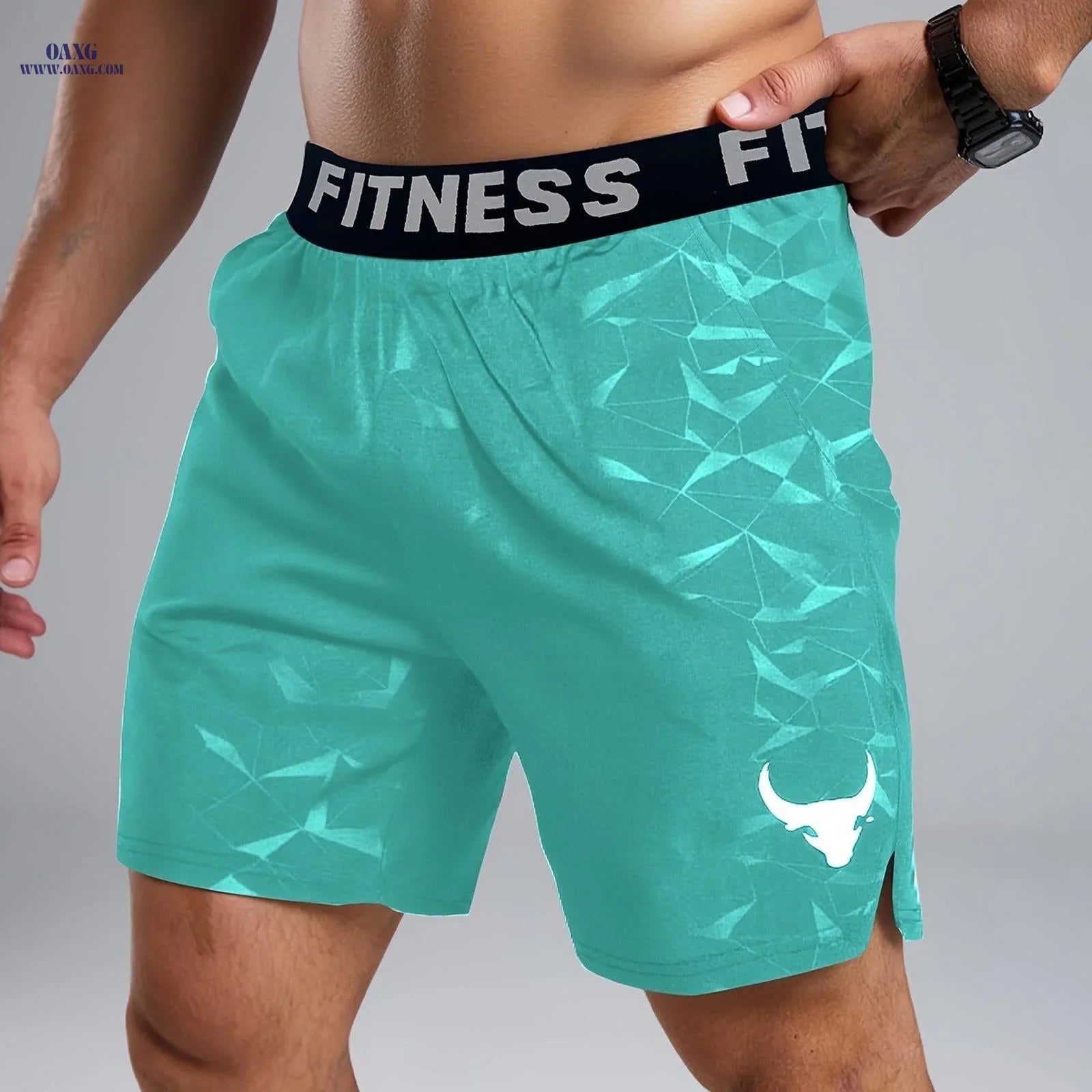 Men's Summer Casual Shorts - "Bull" Print with Pocket, Regular Fit