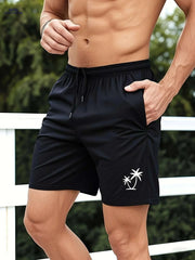 Quick-Dry Men's Beach Shorts - Lightweight Tropical Print for Outdoor Fun