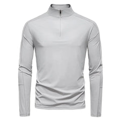 Spring Summer New Men's Solid Blank Turtleneck Collar Long Sleeve Half Zipper Anti-Pilling Base Shirt UV Protection