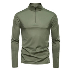 Spring Summer New Men's Solid Blank Turtleneck Collar Long Sleeve Half Zipper Anti-Pilling Base Shirt UV Protection