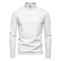 Spring Summer New Men's Solid Blank Turtleneck Collar Long Sleeve Half Zipper Anti-Pilling Base Shirt UV Protection